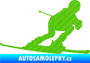Samolepka Lyžař 002 pravá 3D karbon zelený kawasaki