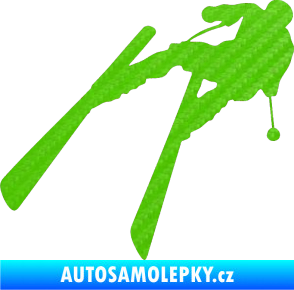 Samolepka Lyžař 007 levá 3D karbon zelený kawasaki