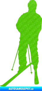 Samolepka Lyžař 008 levá 3D karbon zelený kawasaki