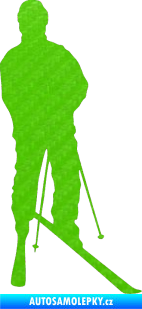 Samolepka Lyžař 008 pravá 3D karbon zelený kawasaki