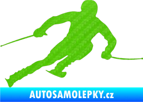 Samolepka Lyžař 012 pravá 3D karbon zelený kawasaki