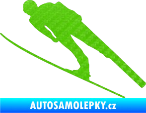 Samolepka Lyžař 016 levá 3D karbon zelený kawasaki