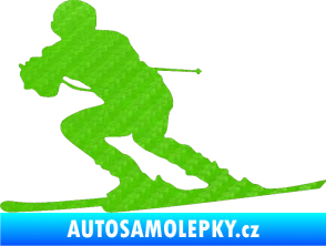Samolepka Lyžař 017 levá 3D karbon zelený kawasaki