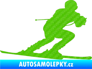 Samolepka Lyžař 017 pravá 3D karbon zelený kawasaki