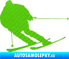 Samolepka Lyžař 019 levá 3D karbon zelený kawasaki