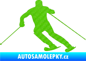 Samolepka Lyžař 021 levá 3D karbon zelený kawasaki