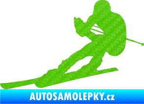 Samolepka Lyžař 022 levá 3D karbon zelený kawasaki