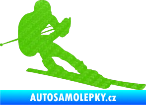 Samolepka Lyžař 022 pravá 3D karbon zelený kawasaki
