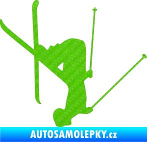 Samolepka Lyžař 023 pravá 3D karbon zelený kawasaki