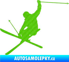 Samolepka Lyžař 024 levá 3D karbon zelený kawasaki