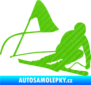 Samolepka Lyžař 025 pravá 3D karbon zelený kawasaki