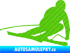 Samolepka Lyžař 026 pravá 3D karbon zelený kawasaki