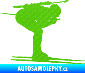 Samolepka Lyžař 028 pravá - biatlon 3D karbon zelený kawasaki