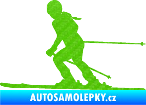 Samolepka Lyžařka 002 levá sjezd 3D karbon zelený kawasaki