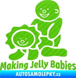 Samolepka Making jelly babies 3D karbon zelený kawasaki