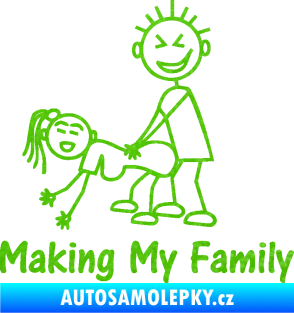 Samolepka Making my family levá 3D karbon zelený kawasaki
