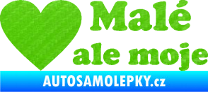 Samolepka Malé, ale moje nápis se srdcem 3D karbon zelený kawasaki