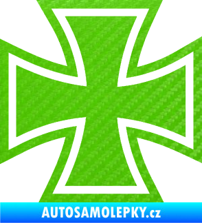 Samolepka Maltézský kříž 001 3D karbon zelený kawasaki