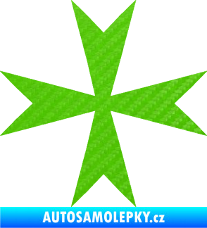 Samolepka Maltézský kříž 002 3D karbon zelený kawasaki