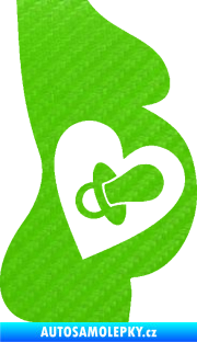 Samolepka Maminka v autě 001 pravá těhulka 3D karbon zelený kawasaki