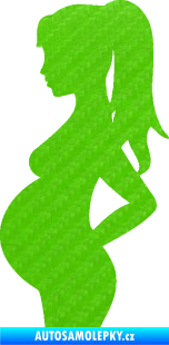 Samolepka Maminka v autě 002 levá silueta těhulka 3D karbon zelený kawasaki