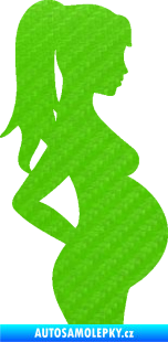 Samolepka Maminka v autě 002 pravá silueta těhulka 3D karbon zelený kawasaki