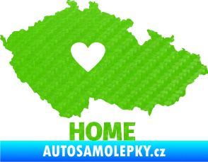Samolepka Mapa České republiky 004 home 3D karbon zelený kawasaki