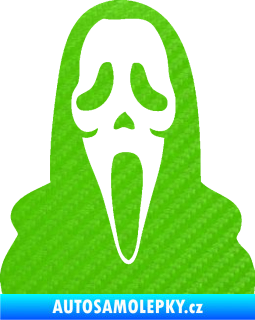 Samolepka Maska 001 scream 3D karbon zelený kawasaki