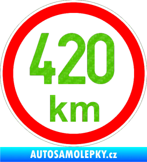 Samolepka Maximální rychlost 420km - nejvyšší konstrukční rychlost 3D karbon zelený kawasaki
