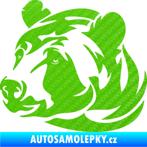 Samolepka Medvěd 007 levá hlava 3D karbon zelený kawasaki