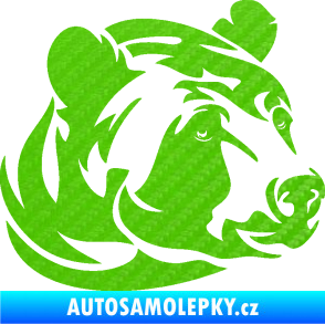 Samolepka Medvěd 007 pravá hlava 3D karbon zelený kawasaki