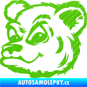 Samolepka Medvěd 011 levá hlava 3D karbon zelený kawasaki
