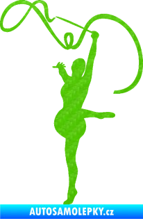 Samolepka Moderní gymnastika 003 levá gymnastka se stuhou 3D karbon zelený kawasaki