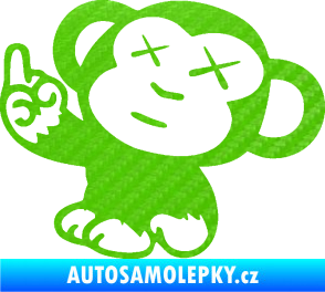 Samolepka Monkey Fuck Off JDM levá 3D karbon zelený kawasaki
