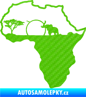 Samolepka Motiv Afrika 002 slon 3D karbon zelený kawasaki
