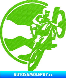 Samolepka Motokros 002 pravá 3D karbon zelený kawasaki