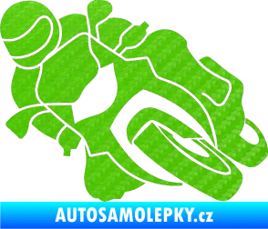 Samolepka Motorka 001 levá silniční motorky 3D karbon zelený kawasaki