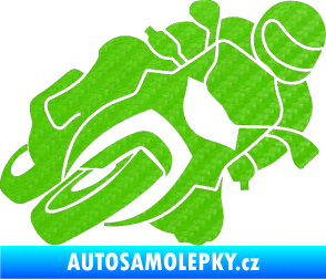 Samolepka Motorka 001 pravá silniční motorky 3D karbon zelený kawasaki