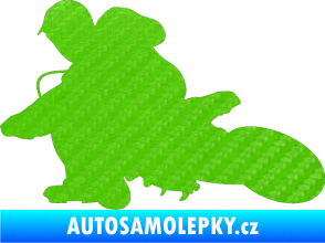Samolepka Motorka 005 levá motokros 3D karbon zelený kawasaki