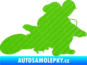 Samolepka Motorka 005 pravá motokros 3D karbon zelený kawasaki