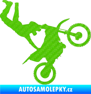 Samolepka Motorka 008 pravá motokros freestyle 3D karbon zelený kawasaki