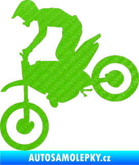 Samolepka Motorka 015 levá motokros 3D karbon zelený kawasaki