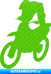 Samolepka Motorka 017 levá motokros freestyle 3D karbon zelený kawasaki