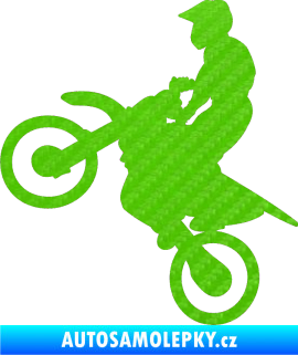Samolepka Motorka 024 levá motokros 3D karbon zelený kawasaki
