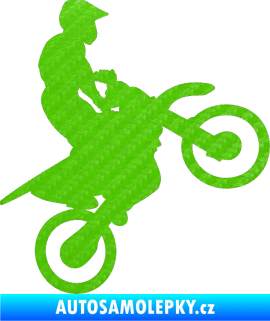 Samolepka Motorka 024 pravá motokros 3D karbon zelený kawasaki