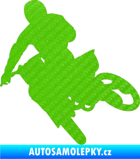 Samolepka Motorka 025 levá motokros 3D karbon zelený kawasaki