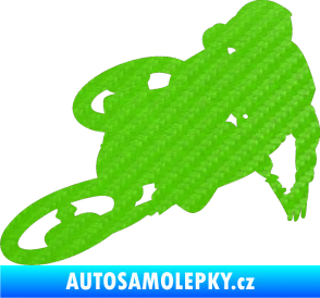 Samolepka Motorka 026 levá motokros freestyle 3D karbon zelený kawasaki