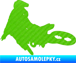 Samolepka Motorka 028 levá motokros 3D karbon zelený kawasaki