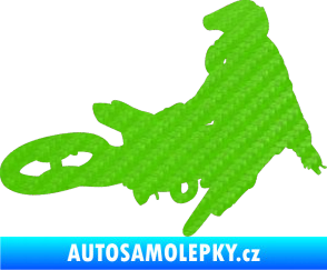 Samolepka Motorka 028 pravá motokros 3D karbon zelený kawasaki