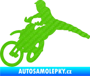 Samolepka Motorka 030 levá motokros 3D karbon zelený kawasaki